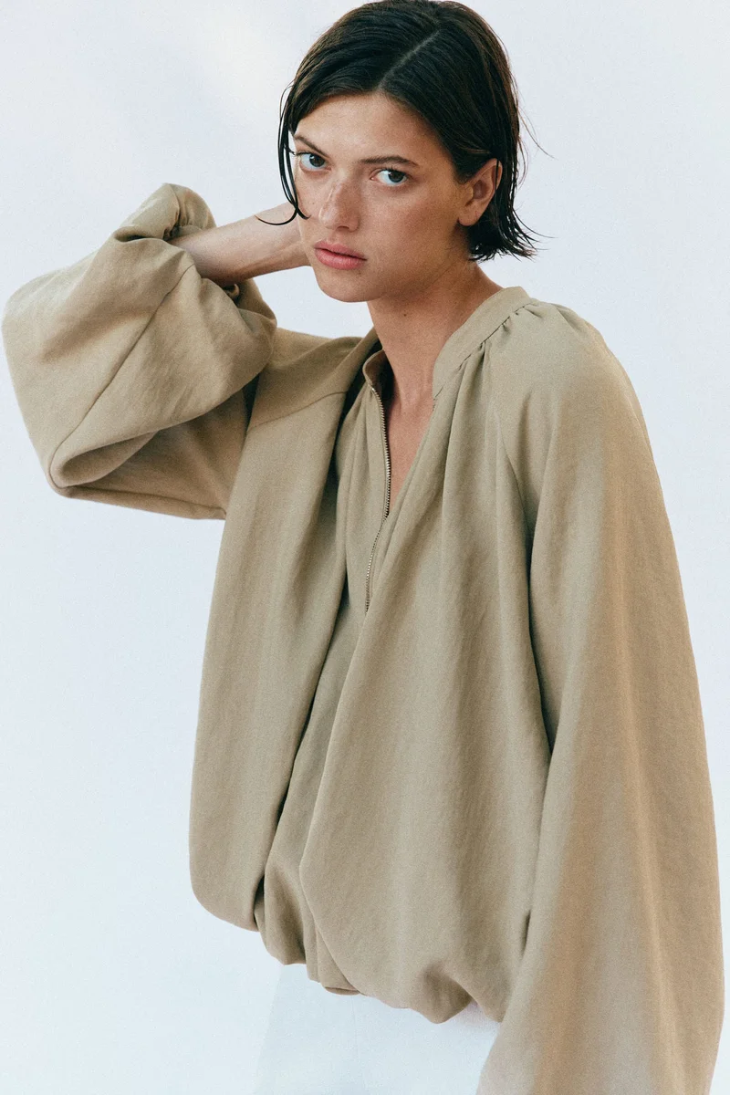 H&M  Bubble-hem jacket with scarf for Women | Best Price UAE