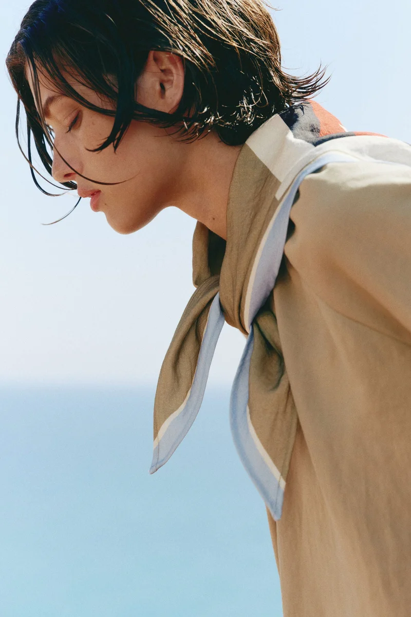 H&M  Bubble-hem jacket with scarf for Women | Best Price UAE