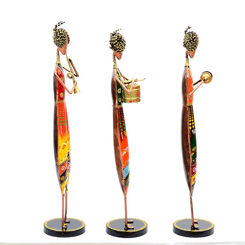 Medieval Arts Wrought Iron Hand Painted Musician Showpieces Figurine Statue for Home Decor Set of 3 21 Inches - Image 3