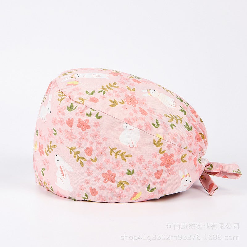 Surgical Cap Frosted Cap Women'S Pure Cotton Surgical Tie-Up Printed Nurst'S Cap New Buckle Men'S Dental And Dental Work Cap - Image 1