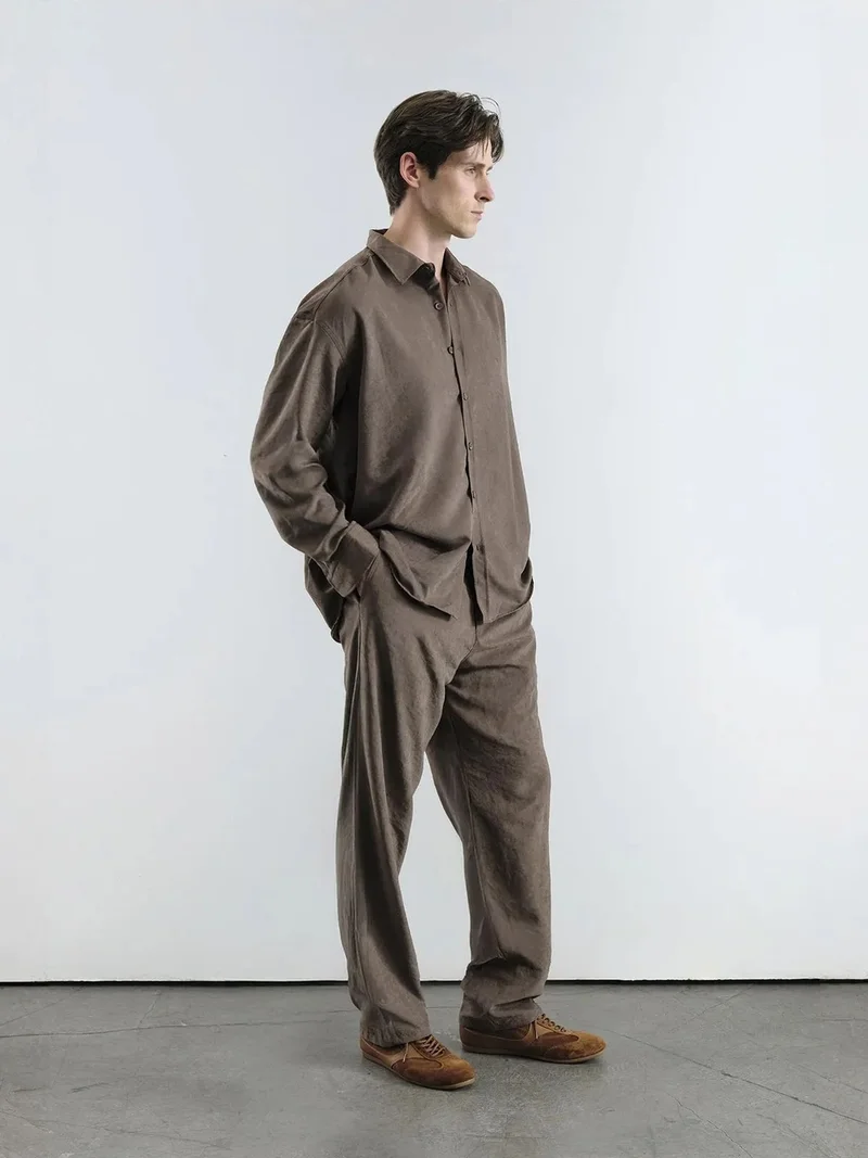 جيستو GIESTO Pleated Mid Waist Straight Leg Pants