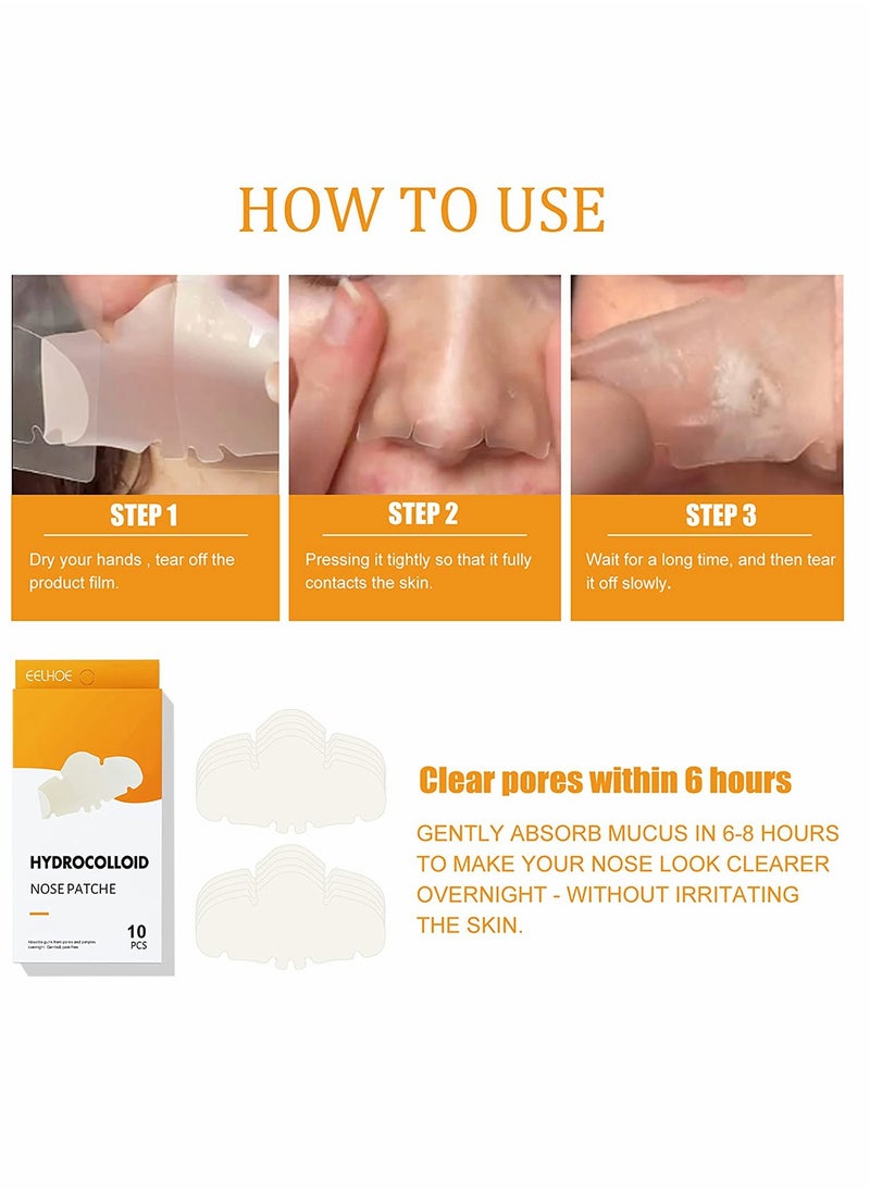 KASTWAVE - Nose Strip, Pimple Patche, Nose Sticker, Mighty Patch, Zits Strip, Hydrocolloid Patche, for Nose Pore, Zit, and Oil, Dermatologist, Approved Overnight Pore Strips to Absorb Acne Nose Gunk (10 Pcs) - Image 1