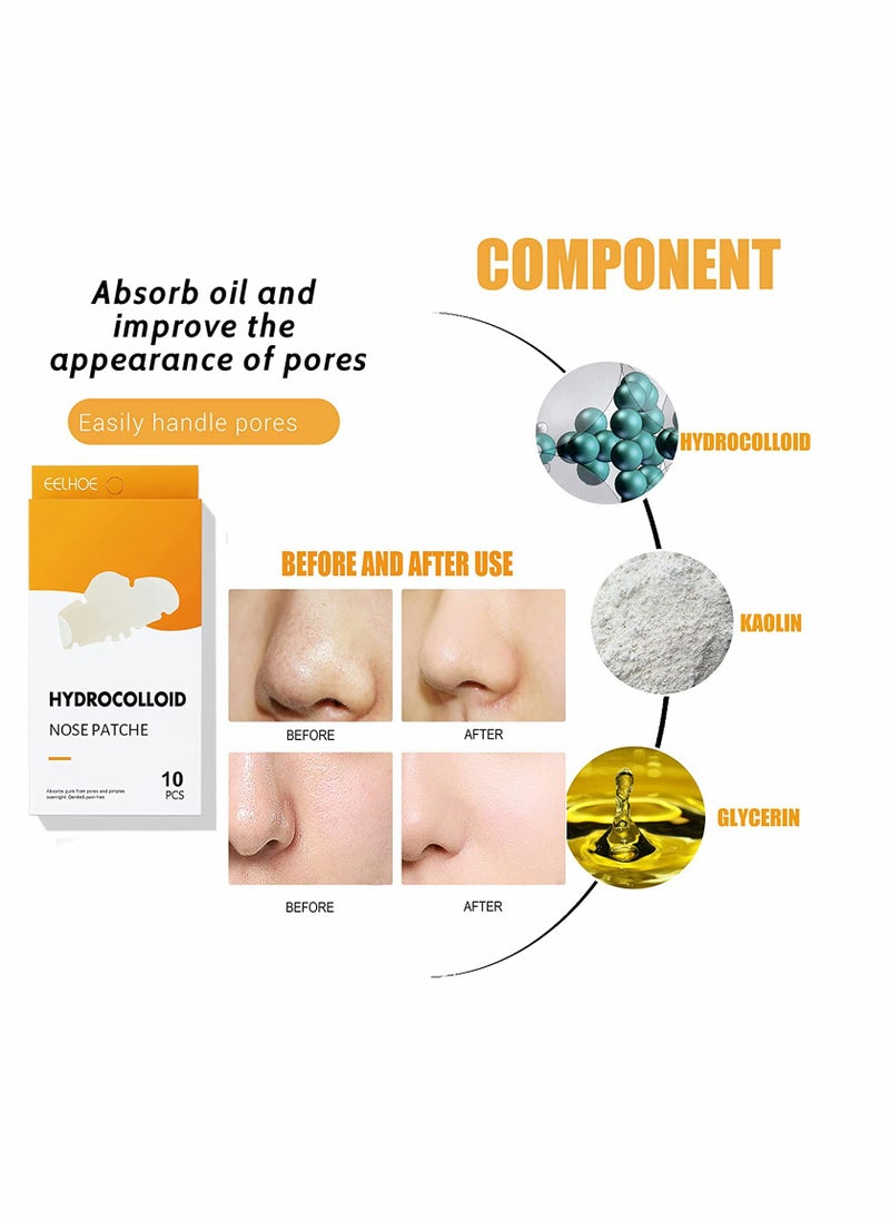 KASTWAVE - Nose Strip, Pimple Patche, Nose Sticker, Mighty Patch, Zits Strip, Hydrocolloid Patche, for Nose Pore, Zit, and Oil, Dermatologist, Approved Overnight Pore Strips to Absorb Acne Nose Gunk (10 Pcs) - Image 1