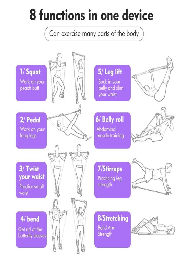 مجموعة أدوات بيلاتس بار مع أحزمة مقاومة، معدات تمارين منزلية - Image 4
