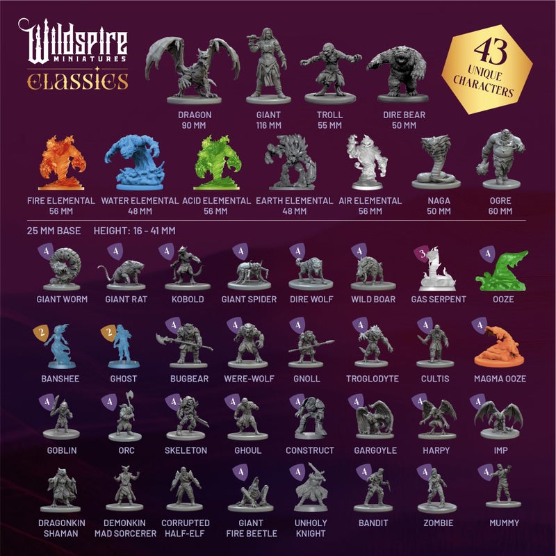 Wildspire Classic Encounters - 125 Iconic Dnd Miniatures Bulk Monsters  Unpainted 28Mm Dnd Minis  D&D Miniatures  Dungeons And Dragons Figures Mini  Dnd Figurines  Fantasy Tabletop D&D Accessories Assembled - Image 3