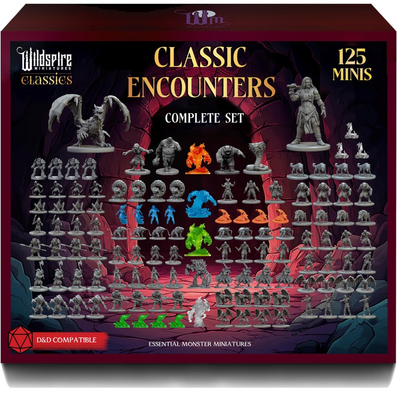 Wildspire Classic Encounters - 125 Iconic Dnd Miniatures Bulk Monsters  Unpainted 28Mm Dnd Minis  D&D Miniatures  Dungeons And Dragons Figures Mini  Dnd Figurines  Fantasy Tabletop D&D Accessories Assembled - Image 1