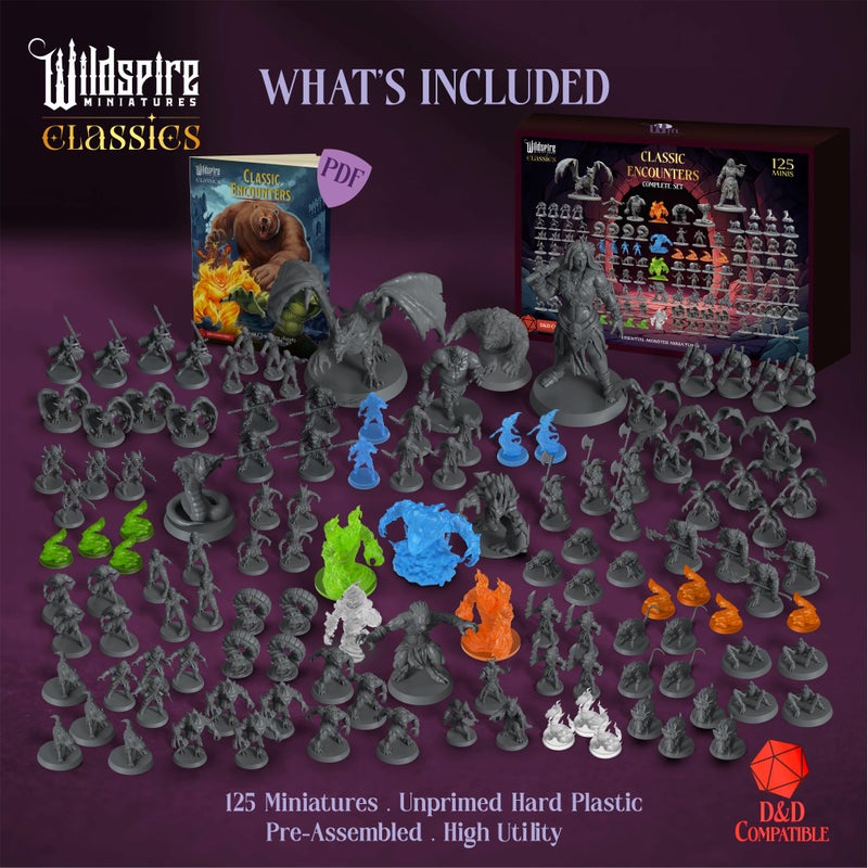 Wildspire Classic Encounters - 125 Iconic Dnd Miniatures Bulk Monsters  Unpainted 28Mm Dnd Minis  D&D Miniatures  Dungeons And Dragons Figures Mini  Dnd Figurines  Fantasy Tabletop D&D Accessories Assembled - Image 2