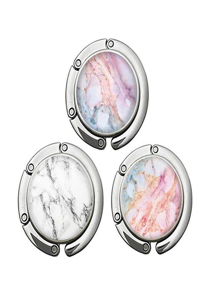 BOTRINUO Foldable Purse Hook for Table, 3-Pack Handbag Storage Folding Decor Table Hook, Women's Bag Hanger Holder (Marble A&B&C) - Image 1