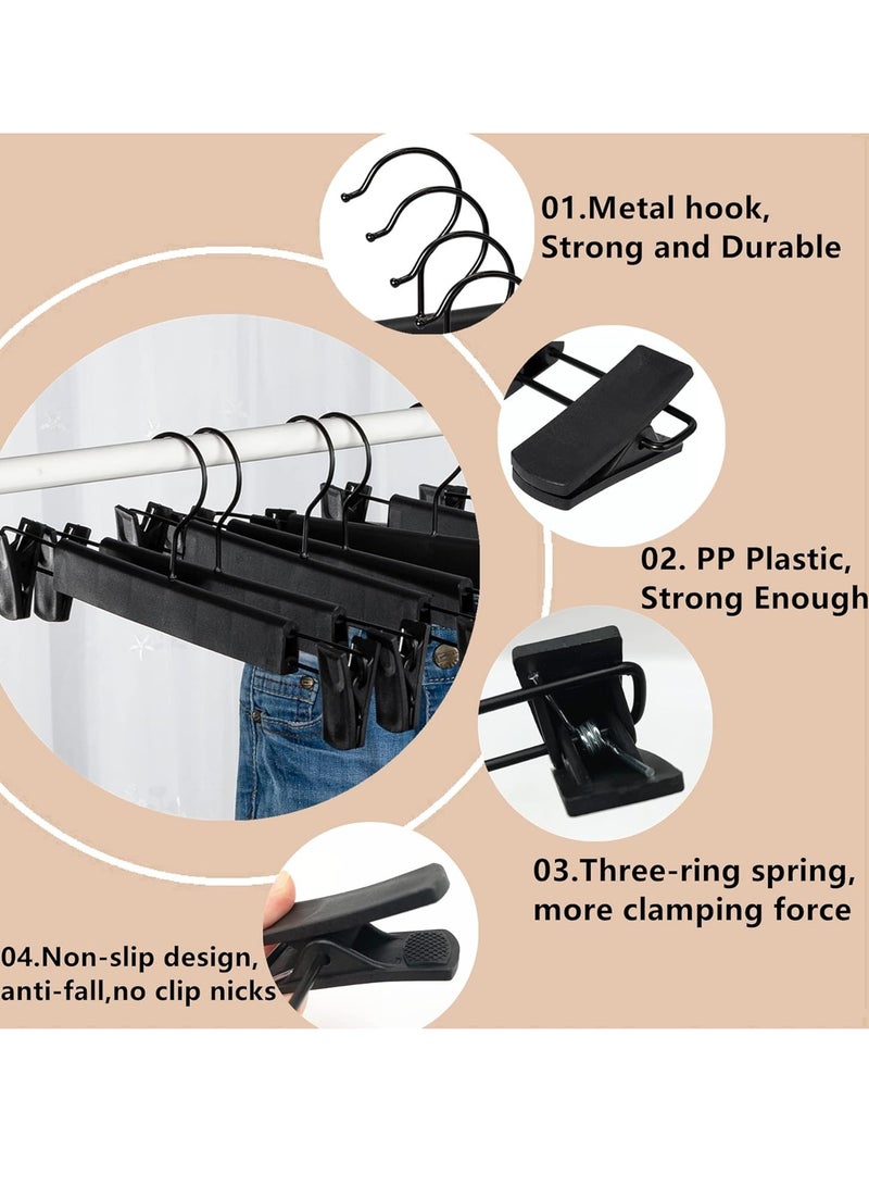 SRLIWHITE 10-Pack Heavy-Duty Clothes Hangers with Secure Non-Slip Adjustable Clips, Compact Design for Trousers, Socks, Skirts & Coats (Black) - Image 4