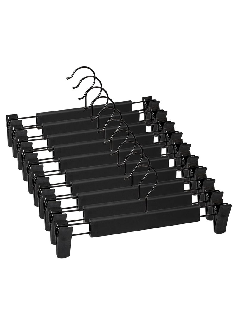 SRLIWHITE 10-Pack Heavy-Duty Clothes Hangers with Secure Non-Slip Adjustable Clips, Compact Design for Trousers, Socks, Skirts & Coats (Black) - Image 1