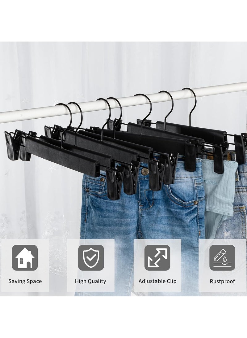 SRLIWHITE 10-Pack Heavy-Duty Clothes Hangers with Secure Non-Slip Adjustable Clips, Compact Design for Trousers, Socks, Skirts & Coats (Black) - Image 2