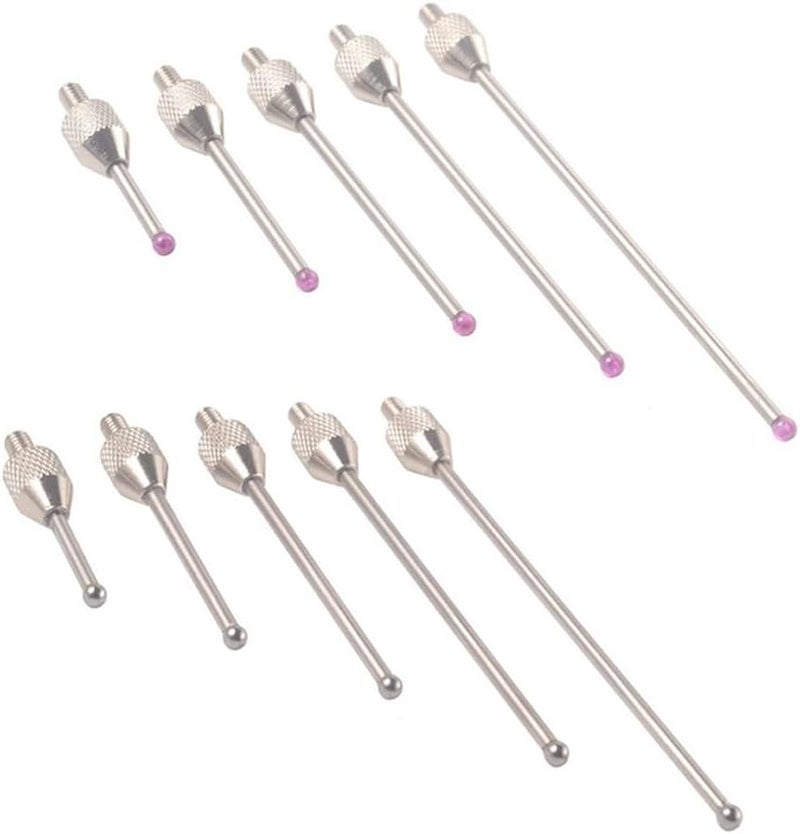 Lever Type Dial Indicator Probe 2mm Carbuncle Steel Head M2 5 Thread Silver Ball Tip 40mm - Image 2