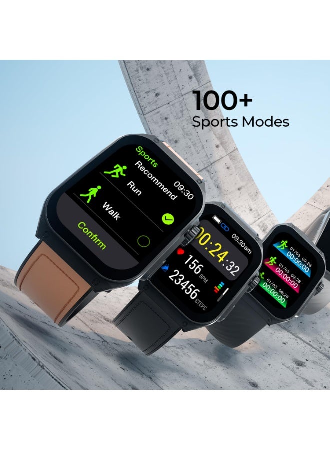 Fire-Boltt ARC 49.8mm (1.96 inch) AMOLED Always On Curved Display Smart Watch, Bluetooth Calling, Wireless Charging, 100+ Sports Modes, Water-Resistant 100+ Cloud Watch Faces (Black)