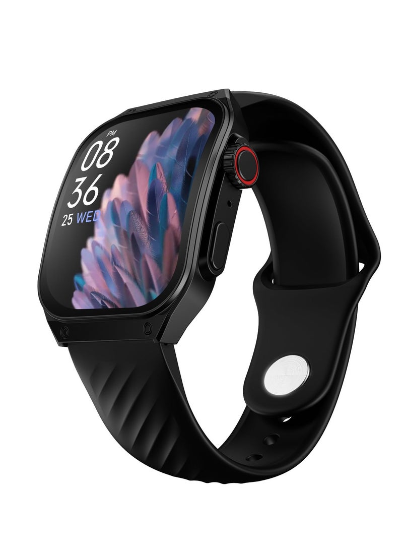 Fire-Boltt ARC 49.8mm (1.96 inch) AMOLED Always On Curved Display Smart Watch, Bluetooth Calling, Wireless Charging, 100+ Sports Modes, Water-Resistant 100+ Cloud Watch Faces (Black)