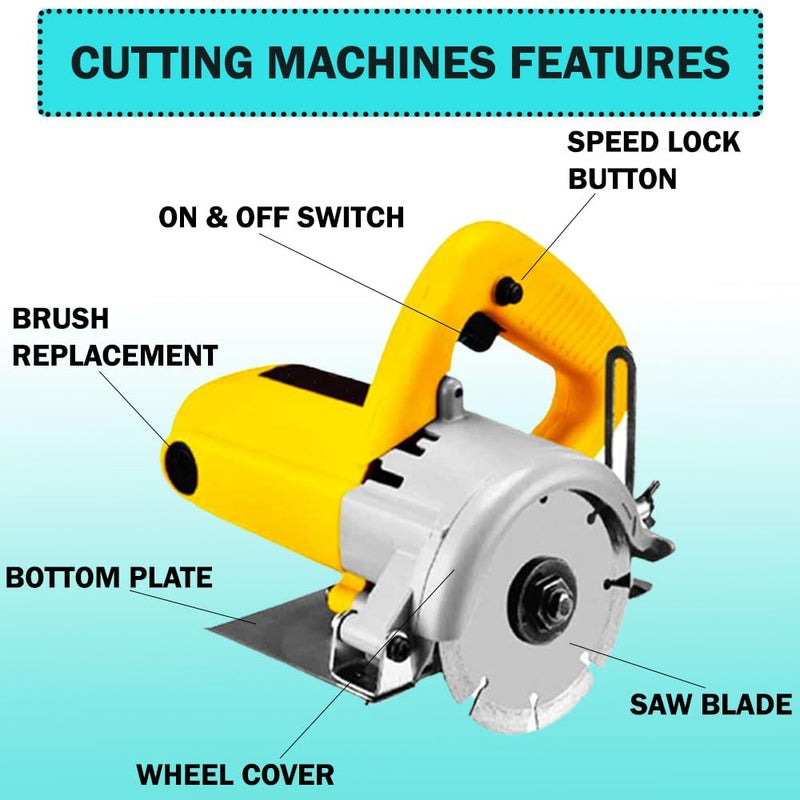 MLD MLD 1050 Watt 4Inch Heavy Duty Wet Marble CutterTile Cutter with Wrench and Socket With 3 Pcs WheelsDiscs for Cutting WoodMetalBrickMarble  - Image 2