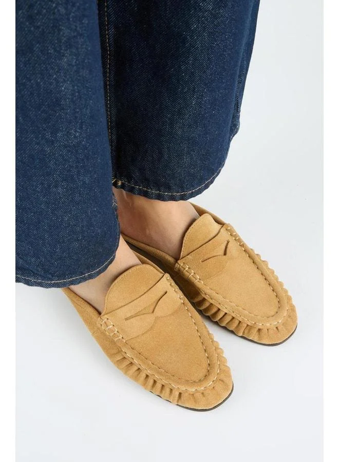 Manijero  Zuleyka Women's Genuine Leather Pleated Loafer Beige Sandal. for Women | Best Price UAE