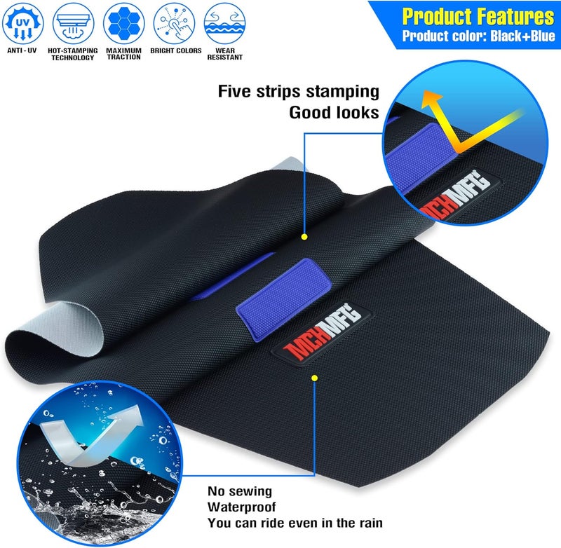 MCHMFG Motorcycle Universal Seat Cover Non-Slip Rubber Striped Grip Gripper for Dirt Bikes (Blue) - Image 3