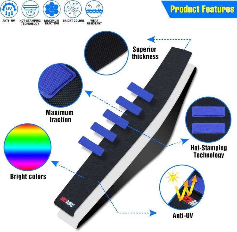 MCHMFG Motorcycle Universal Seat Cover Non-Slip Rubber Striped Grip Gripper for Dirt Bikes (Blue) - Image 2