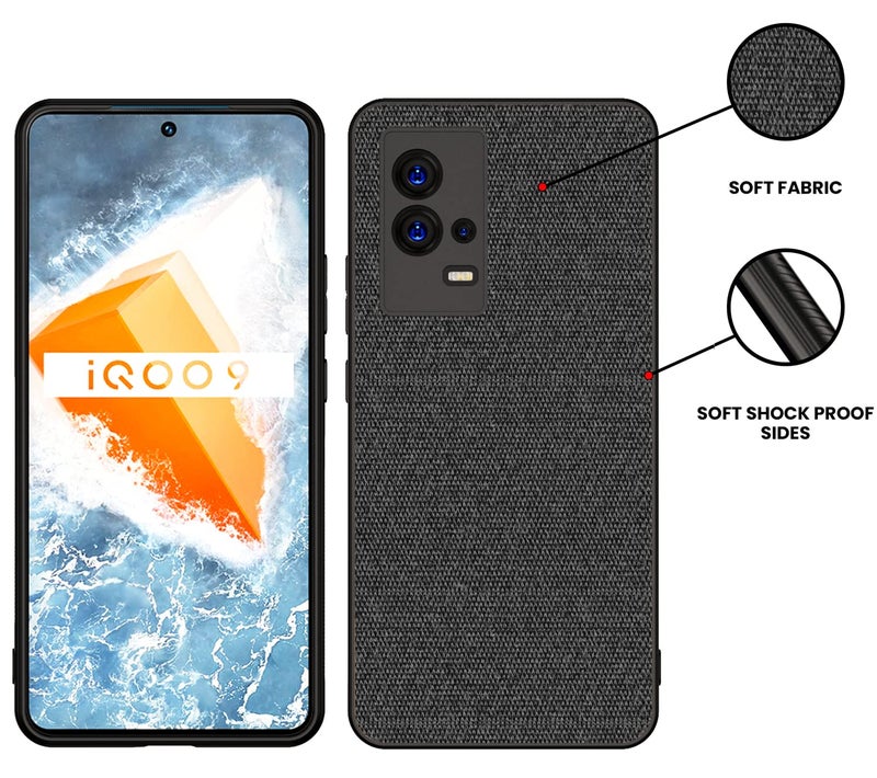 Kapa Soft Fabric Hybrid Protective Back Case Cover for Vivo IQOO 9 (Black) - Image 4