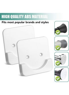 HY 2 Pack Adhesive Shower Curtain Rod Tension Holder - No Drill Wall Mount Retainer, White - Easy Install, Strong Grip (Shower Curtain Rod Not Included)  - Image 2