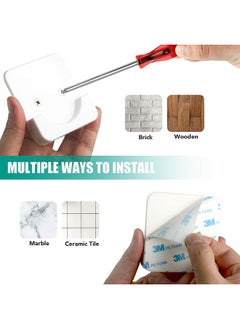 HY 2 Pack Adhesive Shower Curtain Rod Tension Holder - No Drill Wall Mount Retainer, White - Easy Install, Strong Grip (Shower Curtain Rod Not Included)  - Image 3
