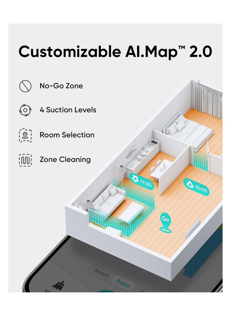 eufy L60 Hybrid Robot Vacuum Cleaner with Mop, Ultra Strong 5,000 Pa Suction to Remove Hair, Dust, iPath Laser Navigation, For Deep Floor Cleaning, Ideal for Hard Floors 50 W T2268V11 / T2278 Black - Image 4