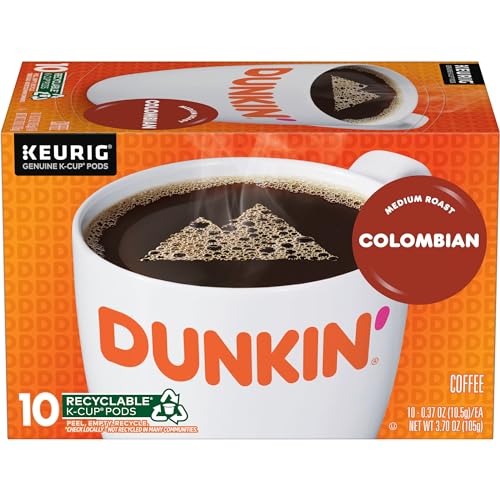 Dunkin Donuts Dunkin 100 Colombian Medium Roast Coffee 10 Keurig KCup Pods - Image 1