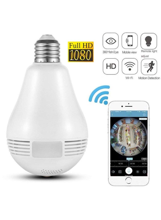 360° Panoramic WiFi Bulb Security Camera 1080P – Wireless IP LED Camera, Motion Detection, Night Vision, Home Surveillance Smart Security Camera - Image 2