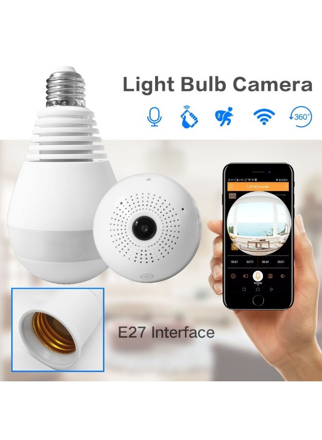 360° Panoramic WiFi Bulb Security Camera 1080P – Wireless IP LED Camera, Motion Detection, Night Vision, Home Surveillance Smart Security Camera - Image 3