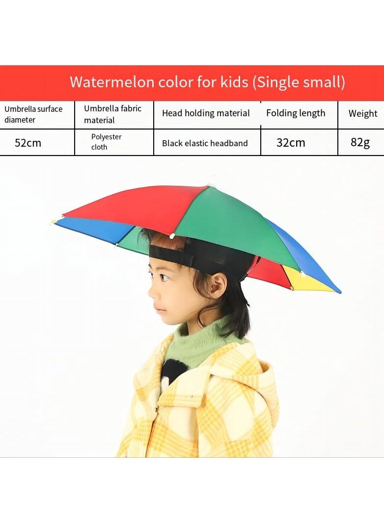 Generic Umbrella Hat Fishing Folding Adjustable Sun Rain Cap, Free Cap for Adults Children, Anti-UV Waterproof Headwear Gardening Golf Sunshade Outdoor