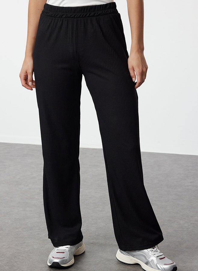 trendyol Black Tie-Front Detailed Knitted Tunic-Pants Set TCTSS23US00003  - Image 4