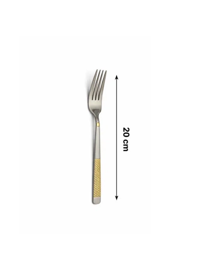 Stainless Steel Dinner Fork Set 20 cm 6-Piece – Elegant Table Forks with Gold Accent Handle, Durable Mirror Finish Cutlery for Meals, Salad & Daily Use - Image 2