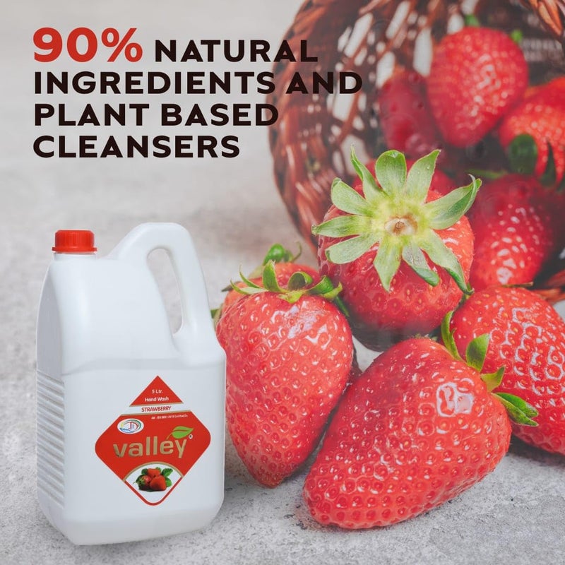 VALLEY 5L Strawberry Liquid Hand Wash Luxurious Red Gel with Moisturizing Antibacterial Properties Gentle Formula for All Skin Types LongLasting Fresh Fragrance Softness Ideal for Home Office Use1pcs - Image 2