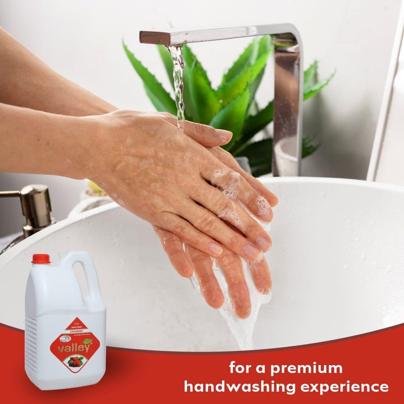 VALLEY 5L Strawberry Liquid Hand Wash Luxurious Red Gel with Moisturizing Antibacterial Properties Gentle Formula for All Skin Types LongLasting Fresh Fragrance Softness Ideal for Home Office Use1pcs - Image 3