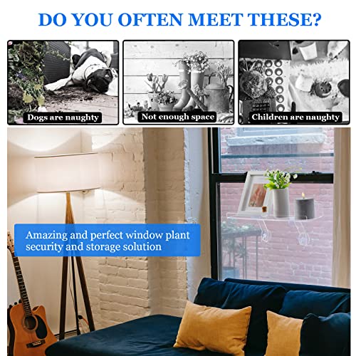 RSSCIIIUL 2 Pcs Plant Window Shelf, Window Plant Shelves with Bracket,15in Transparent Acrylic Sill Extender with Suction Cup, Floating Shelf for Plants Apply to Succulents, Seed Plant - Image 5