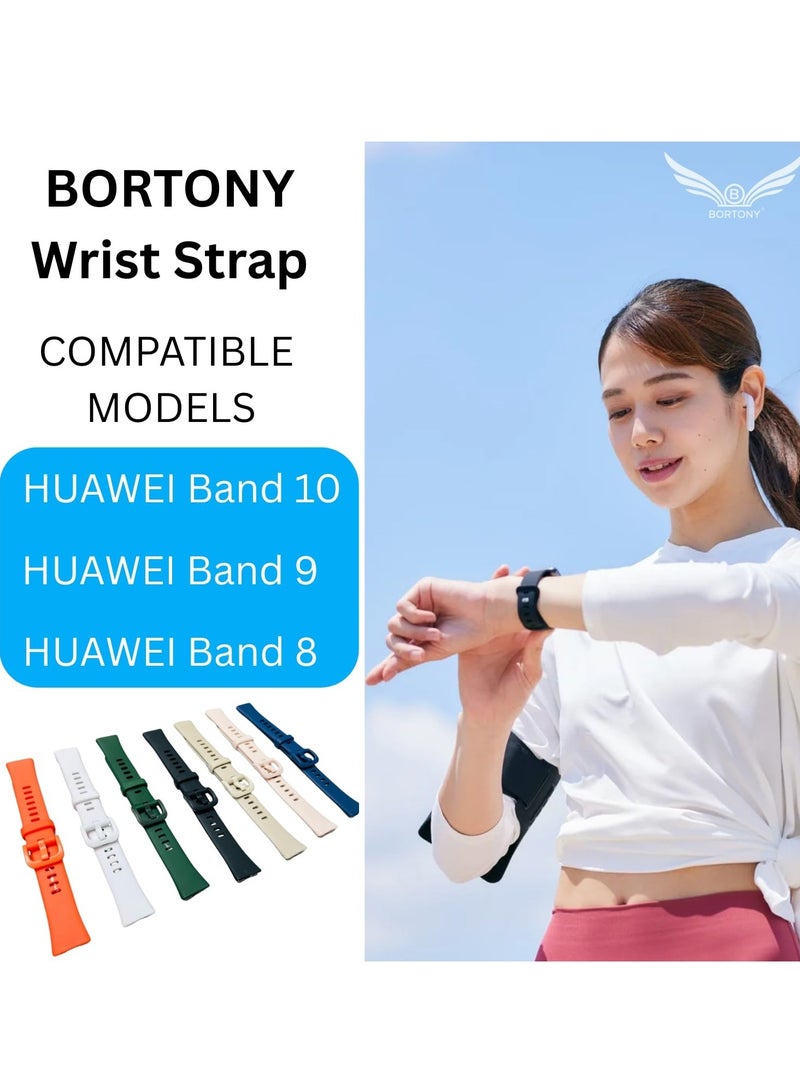 BORTONY Huawei Band 8/9/10 Replacement Watch Straps Band  Durable Silicone Wrist Strap Adjustable for Women Men Fashion Sport Strap Compatible for Huawei Band 10/9/8 - Image 2