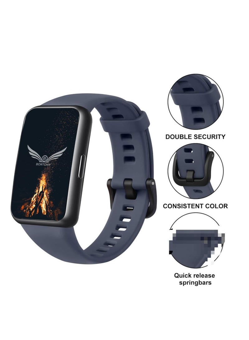 BORTONY Huawei Band 8/9/10 Replacement Watch Straps Band  Durable Silicone Wrist Strap Adjustable for Women Men Fashion Sport Strap Compatible for Huawei Band 10/9/8 - Image 3