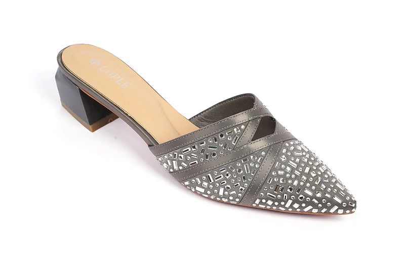 Cuple  Womens pointed-toe block heel mules for Women | Best Price UAE