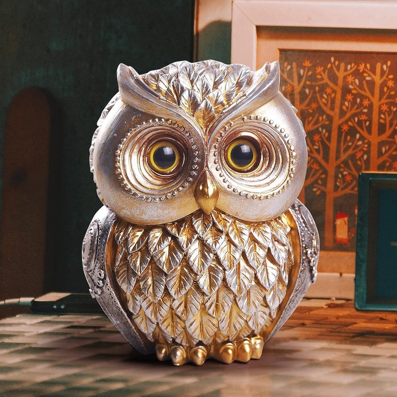Artpaul زينة البوم آرت بول للبيت - تماثيل بوم صغيرة لتزيين الرفوف - ديكور للمنزل والمكتب وغرفة المعيشة - هدايا عيد الميلاد (ذهبي) - Image 2