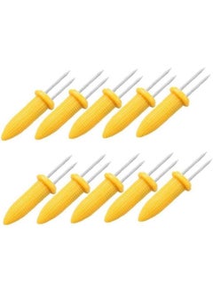 10pcs Corn Forks Holder Stainless Steel Corn on the Cob Skewers Portable Barbecue Camping Picnic Corn Clips Kitchen Gadgets