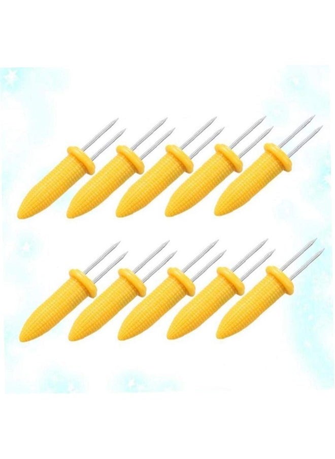silvercnc - 10pcs Corn Forks Holder Stainless Steel Corn on the Cob Skewers Portable Barbecue Camping Picnic Corn Clips Kitchen Gadgets - Image 1