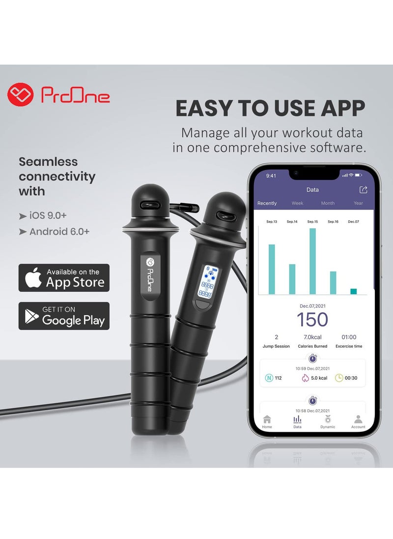 ProOne - Pgh600 Smart Rope Pure (Bluetooth 4.0 Enabled Jump Rope, Jump Counter, Smart Phone Connected App, Smooth Ball Bearing Rotation) - Image 1