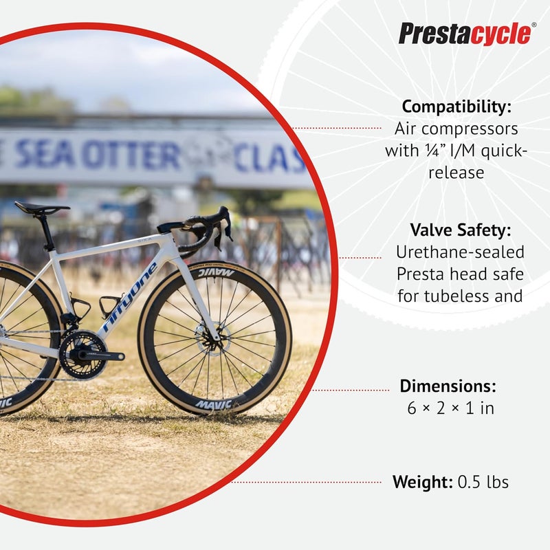 Prestacycle Prestaflator Mini Pro, Bike Tire Inflator Head, Bicycle Air Pump Valve Presta Push-to-Inflate Tool for Air Compressor Lines, Bike Tools & Maintenance, Mini Pro Inflation Tool - Image 5