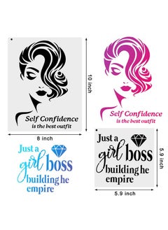Zonon 16 Pieces Women Theme Stencils Canvas Painting Stencils Floral Female Face And Inspirational Quote Paint Stencil Lady Face Stencils For Painting For Home Wall Art Decor Painting On Canvas Paper  - Image 2