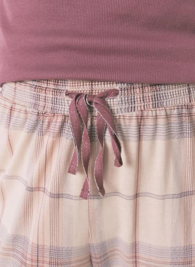women'secret Long Pyjamas With Pink Checkered Print