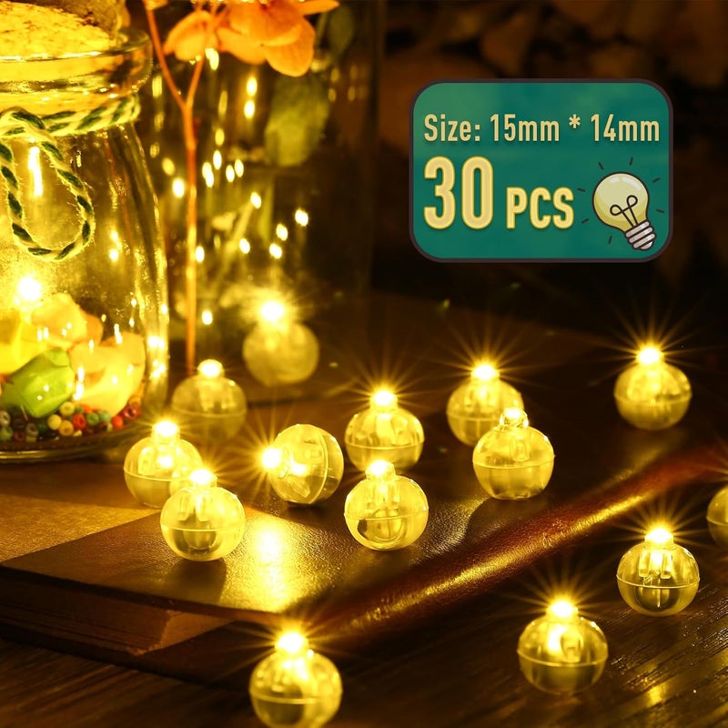 LIHAO 30pcs LED Balloon Lights Mini Round LED Ball Lights for Christmas Halloween Birthday Wedding (Warm White) - Image 2