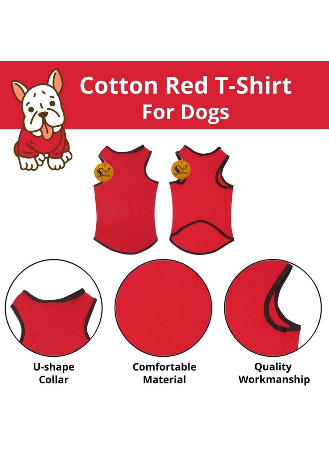 Sage Square Comfortable Cotton Dog T-Shirt Ll Soft & Breathable Sleeveless Vest Dog Clothes Ll Puppy Tank Top Fashion Apparel (Red) (Large) (20Inches)  - Image 2