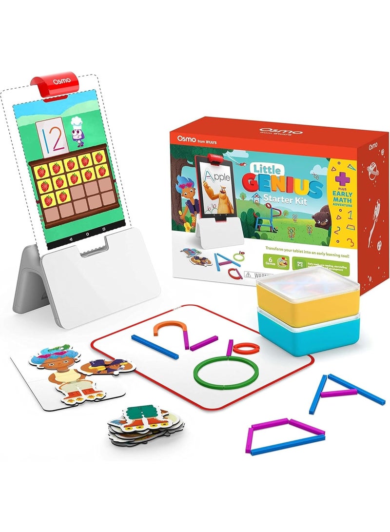 أوسمو مجموعة أدوات Little Genius Starter Kit لجهاز Fire Tablet + Early Math Adventure - 6 ألعاب تعليمية (أحدث إصدار) العد والأشكال والصوتيات - هدايا STEM - للأعمار من 3 إلى 5 سنوات (القاعدة متضمنة) - Image 1