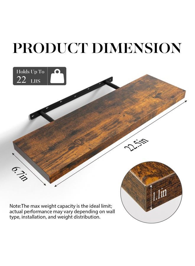 BAYKA Floating Shelves Set of 3, 22.5" Rustic Wood Wall Mounted Shelves for Bathroom, Bedroom, Living Room, Kitchen & Office, Hanging Display Shelf with 22 lbs Capacity (Rustic Brown) - Image 5