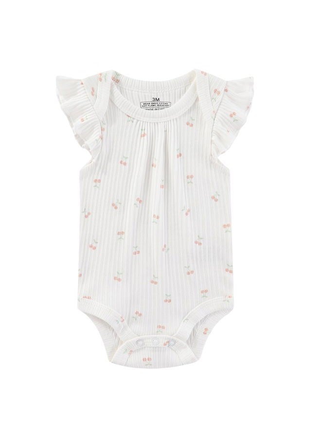 Ruliby Baby Bodysuit 6 Pack Soft Mixed Ribbed Short Sleeve Romper Infant Boy Girl Clothes Set, Baby Bodysuit 6-piece Flower/White, 3-6 Months - Image 4